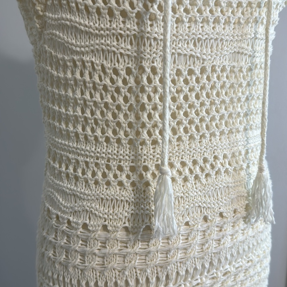 L.O.G.G Label of Graded Goods H&M Ivory‎ Crochet Dress Beach Coverup Sz M Y2K - Picture 3 of 7